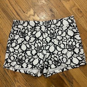 Express Black and White Floral Shorts